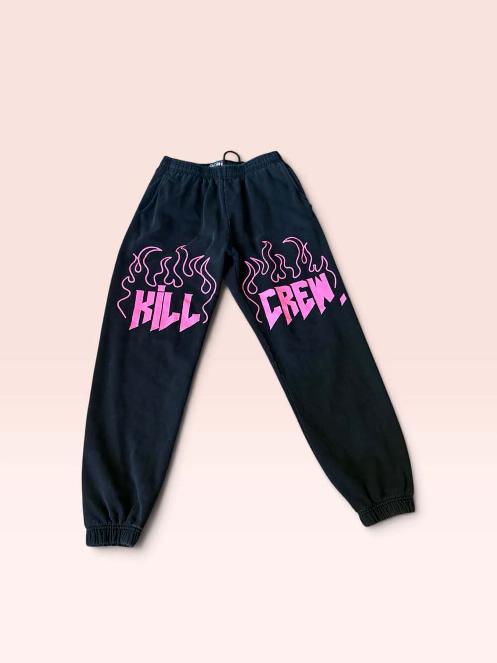 Kill Crew Heavyweight Lux Sweatpants Flame Black Pink Graphic Joggers Small